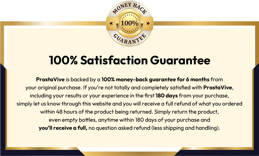 ProstaVive 180-Day Money Back Guarantee